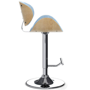 English Elm Marana - Stylish Adjustable Bentwood Swivel Bar Stool In Denim Blue With Chrome Base & Footrest B136P158932