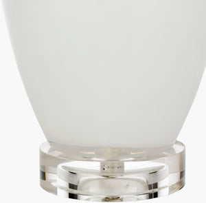 Surya Kehlani Accent Table Lamp - 28" Modern Glass Design With Elegant Crystal Base For Chic Ambience Body, White,Base, Clear,Shade (Outside), White,Shade (Inside), Ivory,Finial, Clear,Harp, Metallic ,Nickel,Cord, Translucent Glass,Crystal,Polyester,Polyester,Crystal Keh-001