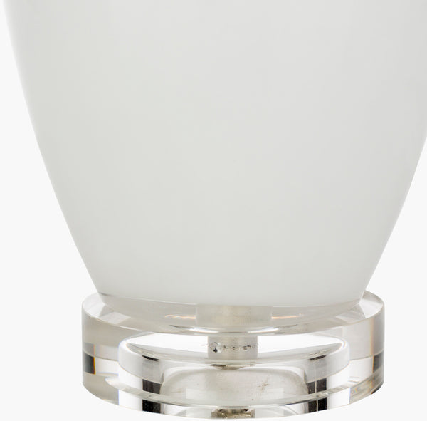Surya Kehlani Accent Table Lamp - 28" Modern Glass Design With Elegant Crystal Base For Chic Ambience Body, White,Base, Clear,Shade (Outside), White,Shade (Inside), Ivory,Finial, Clear,Harp, Metallic ,Nickel,Cord, Translucent Glass,Crystal,Polyester,Polyester,Crystal Keh-001