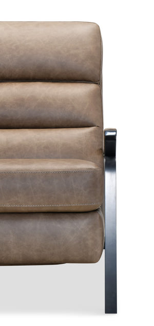 Hooker Furniture Elixir Semi-Aniline Leather Power Recliner With Usb, Channeled Back & Gunmetal Frame For Modern Rooms Brown RC425-PH-084