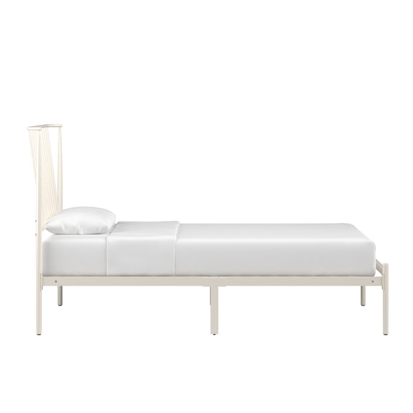 Homelegance By Top-Line Dante Metal Platform Bed with Curved Metal Headboard White Metal