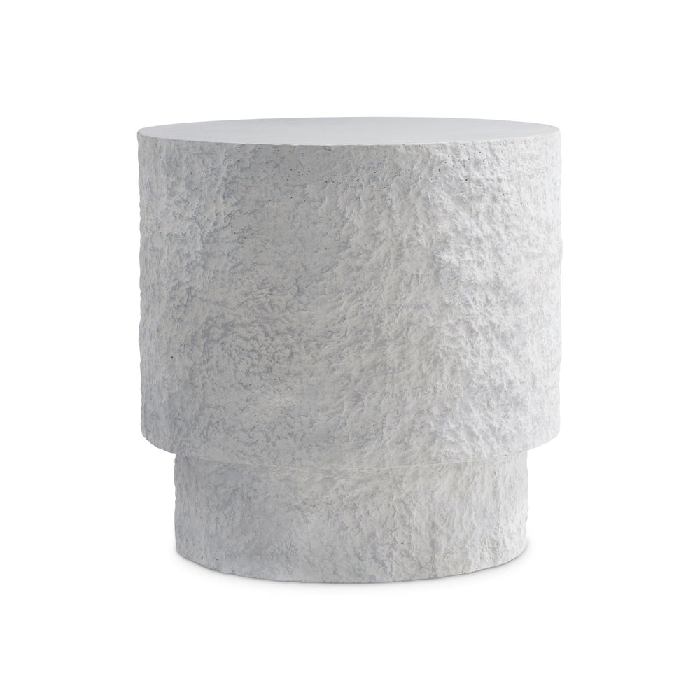 Bernhardt Bernhardt Millstone Pincio Round Side Table — 22" Sculptural Plinth Base, Faux-Stone Texture, Adjustable Glides 549119