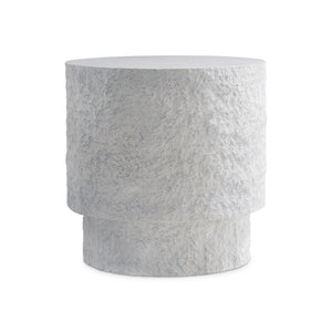 Bernhardt Bernhardt Millstone Pincio Round Side Table — 22" Sculptural Plinth Base, Faux-Stone Texture, Adjustable Glides 549119