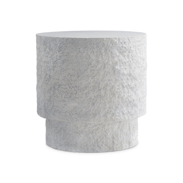 Bernhardt Bernhardt Millstone Pincio Round Side Table — 22" Sculptural Plinth Base, Faux-Stone Texture, Adjustable Glides 549119