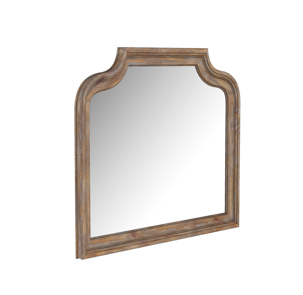 A.R.T. Furniture Architrave Mirror - Rustic Almond Finish With Beveled Edge, Wall-mount Or Dresser Attachment Option Brown Material, Pine Solids And Veneer,Glass 277120-2608