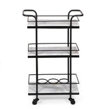 Christopher Knight Home® - Noble House - Henri Modern Glam 3 Tier Bar Cart with Marble Shelving