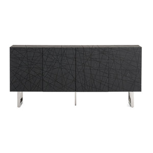 VIG Furniture Kenda Matte Black Ash Buffet With Stainless Steel Legs, 70.8" Wide, Fully Assembled Storage Elegance VGVCG2355-BUF