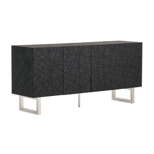 VIG Furniture Kenda Matte Black Ash Buffet With Stainless Steel Legs, 70.8" Wide, Fully Assembled Storage Elegance VGVCG2355-BUF