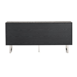 VIG Furniture Kenda Matte Black Ash Buffet With Stainless Steel Legs, 70.8" Wide, Fully Assembled Storage Elegance VGVCG2355-BUF