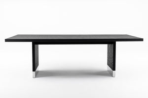 VIG Furniture Kenda Modern Black Ash Dining Table With Stainless Steel Accents, Double Pedestal Seats 8 Guests VGVCT2355-BLK