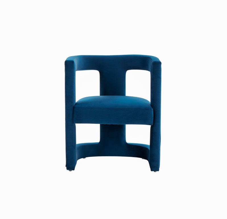 VIG Furniture Kendra Modern Velvet Accent Chair With Cage-Style Back, Tuxedo Arms & Sculptural Supportive Seat Blue Lounge Chair VGRHRHS-AC-231-BLUE