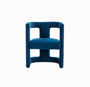 VIG Furniture Kendra Modern Velvet Accent Chair With Cage-Style Back, Tuxedo Arms & Sculptural Supportive Seat Blue Lounge Chair VGRHRHS-AC-231-BLUE