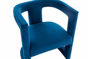 VIG Furniture Kendra Modern Velvet Accent Chair With Cage-Style Back, Tuxedo Arms & Sculptural Supportive Seat Blue Lounge Chair VGRHRHS-AC-231-BLUE