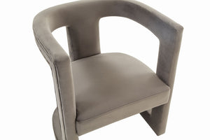 VIG Furniture Kendra Modern Velvet Accent Chair With Cage-Style Back, Tuxedo Arms & Sculptural Supportive Seat Grey Lounge Chair VGRHRHS-AC-231-GRAY