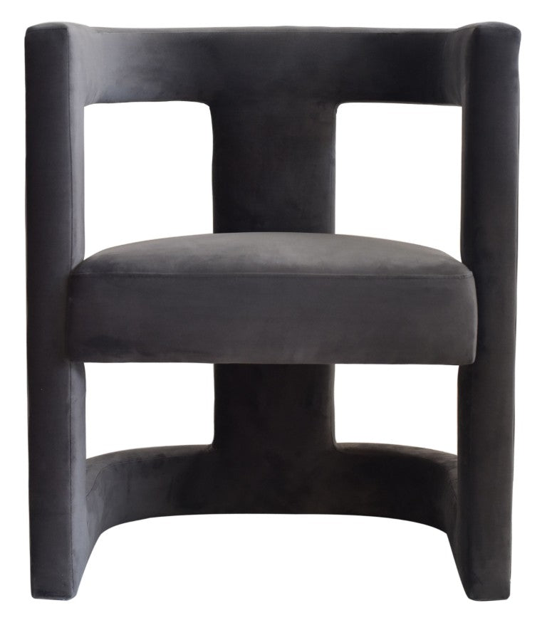 VIG Furniture Kendra Velvet Accent Chair In Dark Grey – Cage-Back, Tuxedo Arms, Plush Round Seat, No Assembly Required VGRHRHS-AC-231-DKGRY-CH