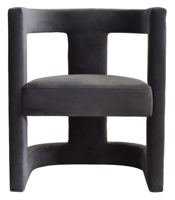 VIG Furniture Kendra Velvet Accent Chair In Dark Grey – Cage-Back, Tuxedo Arms, Plush Round Seat, No Assembly Required VGRHRHS-AC-231-DKGRY-CH