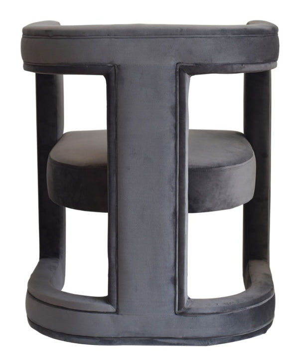 VIG Furniture Kendra Velvet Accent Chair In Dark Grey – Cage-Back, Tuxedo Arms, Plush Round Seat, No Assembly Required VGRHRHS-AC-231-DKGRY-CH