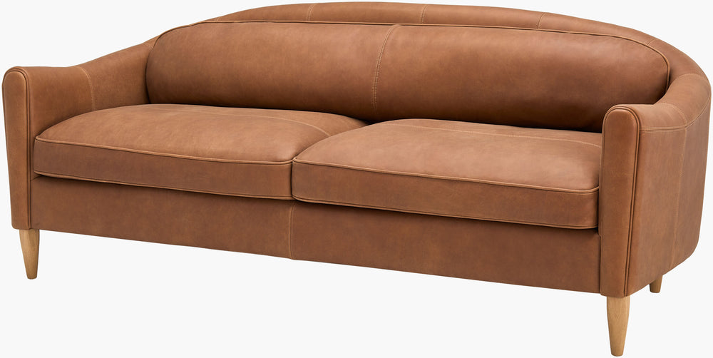 Surya Kenmare Elegant Aniline Dyed Leather Sofa - 31"H X 79"W X 36"D, Ultimate Comfort & Easy Care! Upholstery, Brown,Base, Brown Aniline Dyed Leather,Rubber Wood,Polyurethane Foam,Dacron Kenm001-317936