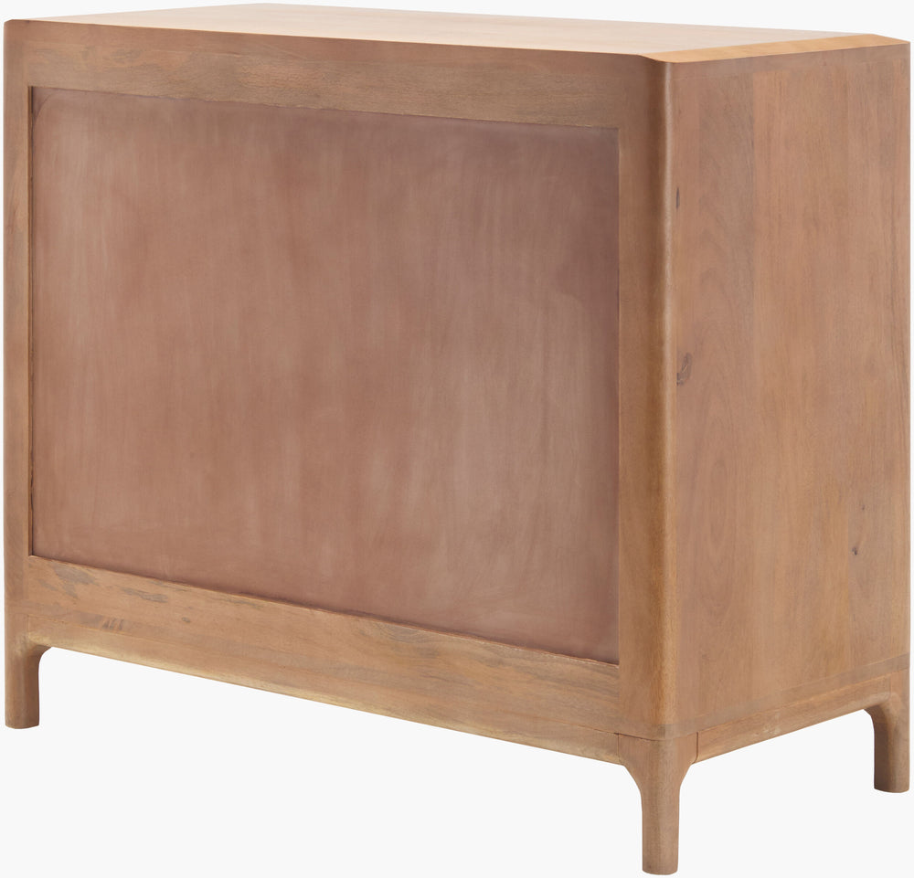 Surya Kenner Cabinet - Modern 32"H X 38"W Mango Wood Storage Solution For Minimalist Home Decor Top, Brown,Base, Brown Mango Wood,Leather,Mango Wood Kenr001-323818