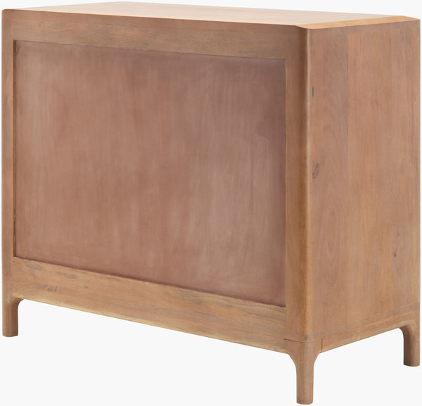 Surya Kenner Cabinet - Modern 32"H X 38"W Mango Wood Storage Solution For Minimalist Home Decor Top, Brown,Base, Brown Mango Wood,Leather,Mango Wood Kenr001-323818
