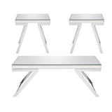 Steve Silver Modern Chrome Alfresco 3-Piece Table Set - Stylish Silver Finish