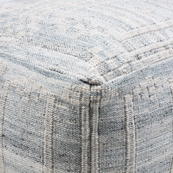 Surya Kenneth Eco-friendly Pouf 14"H X 24"W X 24"D - Stylish Seating For Indoor & Outdoor Spaces, Durable! Light Blue Recycled Pet Yarn,Polyester,Polybeads Kepf001-142424