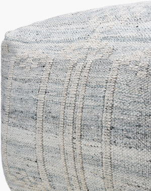 Surya Kenneth Eco-friendly Pouf 14"H X 24"W X 24"D - Stylish Seating For Indoor & Outdoor Spaces, Durable! Light Blue Recycled Pet Yarn,Polyester,Polybeads Kepf001-142424