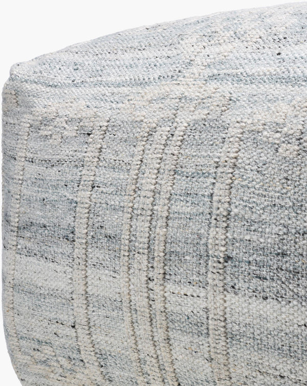 Surya Kenneth Eco-friendly Pouf 14"H X 24"W X 24"D - Stylish Seating For Indoor & Outdoor Spaces, Durable! Light Blue Recycled Pet Yarn,Polyester,Polybeads Kepf001-142424