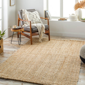 Livabliss Kerala Handwoven Jute Flatweave Area Rug Natural Fiber Accent for Living Dining Spaces Light Beige, Ta 8' x 8' Square KER2300-8SQ