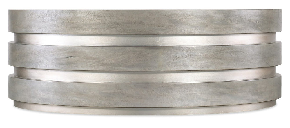 Hooker Furniture Melange Sculptural Guilded Cocktail Table With Primavera Veneer, Silver Leaf Insets & Casters 628-80458-95