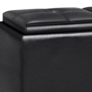 English Elm Avalon - Stylish Midnight Black Storage Ottoman With Lift-Up Lids And Versatile Serving Tray Feature B136P158249