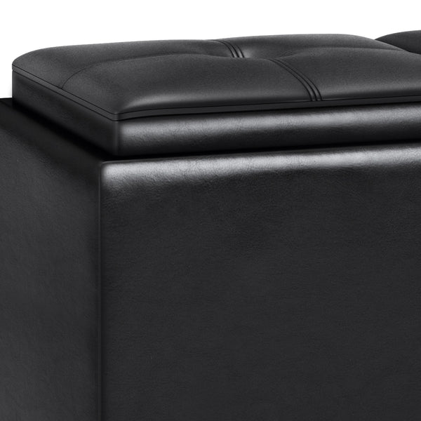 English Elm Avalon - Stylish Midnight Black Storage Ottoman With Lift-Up Lids And Versatile Serving Tray Feature B136P158249