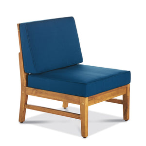 English Elm Perla Armless Accent Chair Tailored Low Profile Upholstered Seat for Living Room Blue 58941.00MBLU