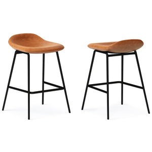 English Elm Dafney - Stylish Counter Height Stool Set Of 2 In Durable Camel Brown Vegan Leather For Urban Living B136P158579