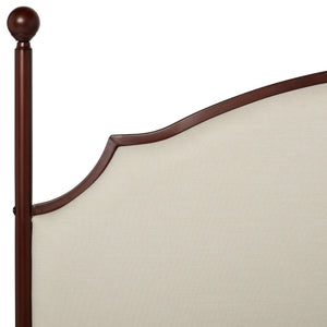 Homelegance By Top-Line Finola Cream Curved Top Cherry Brown Metal Poster Bed Brown Cherry Linen