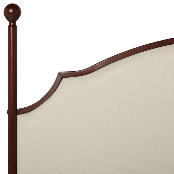 Homelegance By Top-Line Finola Cream Curved Top Cherry Brown Metal Poster Bed Brown Cherry Linen