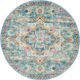 Nourison Passion PSN25 Machine Made Power-loomed Ornamental Border Indoor Only Bohemian Vintage Rug Ivory,Light Blue, Ivory,Light Blue 100% Polypropylene 99446747938