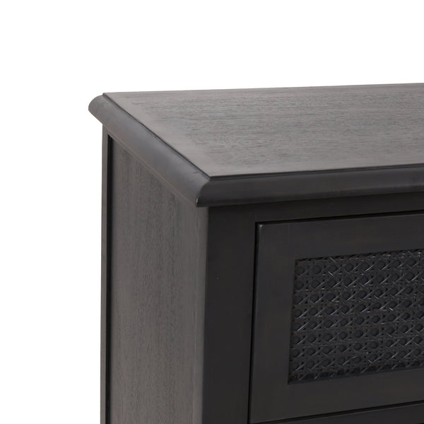 English Elm Christopher Knight Home® - 3 DRAWER DRESSER Dark Grey Acacia Wood with Cane Webbing Accents, 3-Drawer Storage Chest, 36"W x 36"H 71932.00DGRY