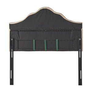 English Elm Christopher Knight Home® - Tufted Cloud-Shaped Upholstered Headboard Queen with Button Detail, Tall Solid Wood Frame & Metal Legs Beige 59024.00BEI