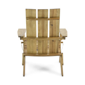 English Elm Zuma Solid Acacia Foldable Adirondack Chair Rustic Outdoor Lounger for Deck or Patio Natural 68319.00NTLS