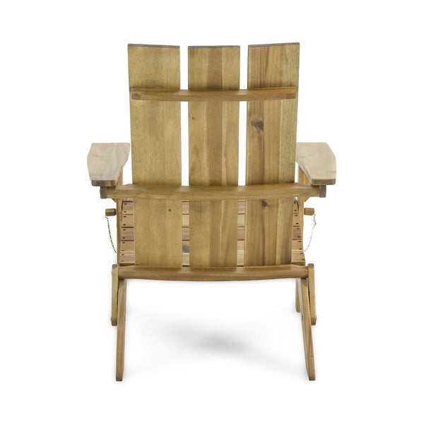 English Elm Zuma Solid Acacia Foldable Adirondack Chair Rustic Outdoor Lounger for Deck or Patio Natural 68319.00NTLS