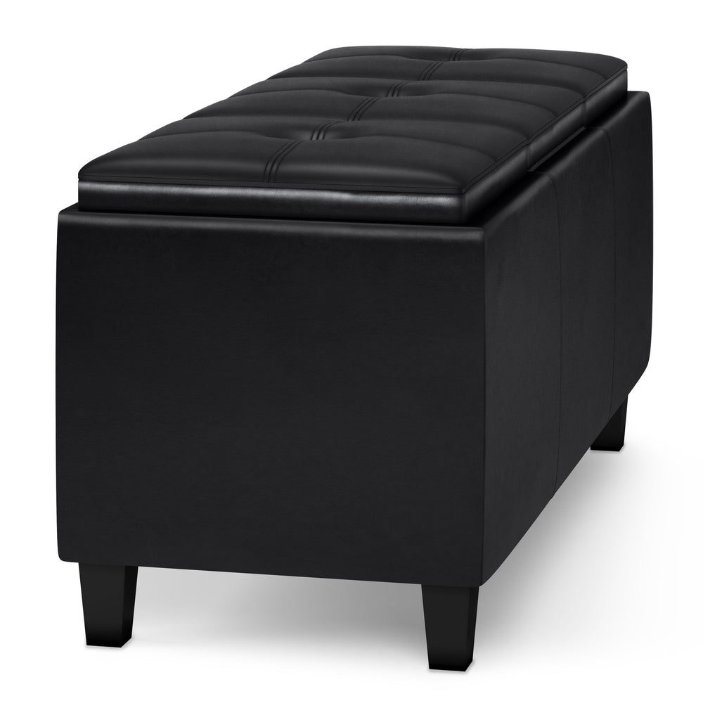 English Elm Avalon - Stylish Midnight Black Storage Ottoman With Lift-Up Lids And Versatile Serving Tray Feature B136P158249