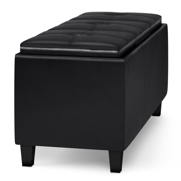 English Elm Avalon - Stylish Midnight Black Storage Ottoman With Lift-Up Lids And Versatile Serving Tray Feature B136P158249