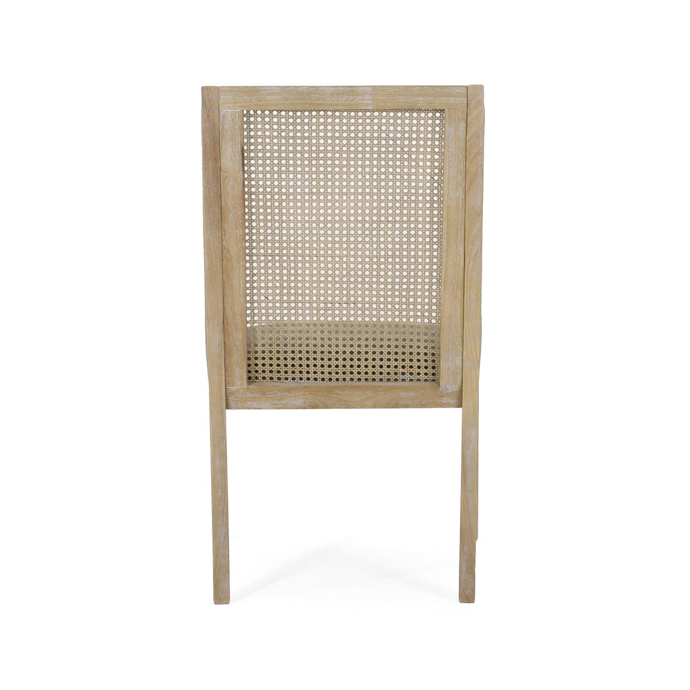 English Elm Christopher Knight Home® - DINING Chair with Cane Webbing and Upholstered Seat, Rustic Rubberwood Frame for Cozy Gatherings Charcoal 72388.00CHAR