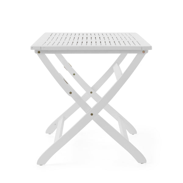 English Elm Positano Solid Acacia Outdoor Folding Table with Slatted Top for Patio or Deck 59327.00WHI