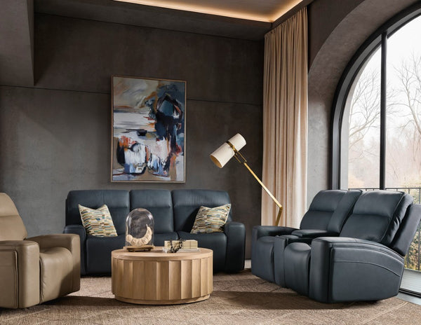 Hooker Furniture Riverton Dante Afterdusk Power Sofa With Dual Recline, Headrest & Lumbar, Hidden Cupholders And Luxe Leather Trim SS708-PHL3-048