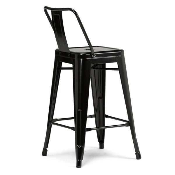 English Elm Rayne 24" Metal Counter Height Stools Set Of 2 - Industrial Black Design For Kitchen Or Bar Use B136P159479-GIGA