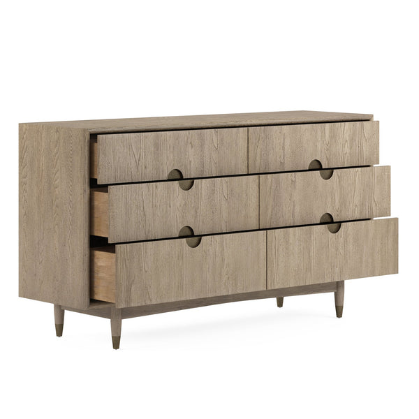 A.R.T. Furniture Finn Dresser - Mid-century Modern Tawny Finish With Cedar-lined Drawers & Antique Gold Accents Light Brown Parawood Solids,Elm Veneer,Metal 313131-2803