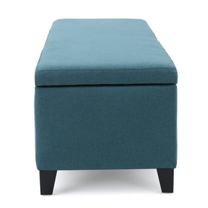 English Elm Ottoman Bench Seat with Lift Top Hidden Storage Polyester Upholstered Entryway Piece Teal 60159.00DTE