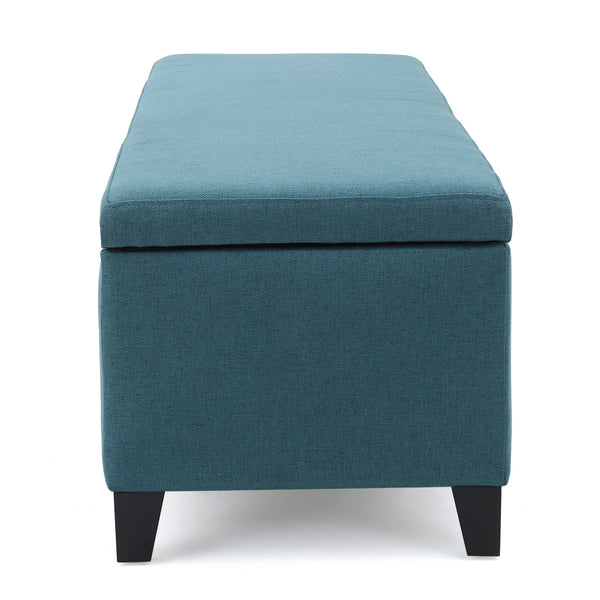 English Elm Ottoman Bench Seat with Lift Top Hidden Storage Polyester Upholstered Entryway Piece Teal 60159.00DTE
